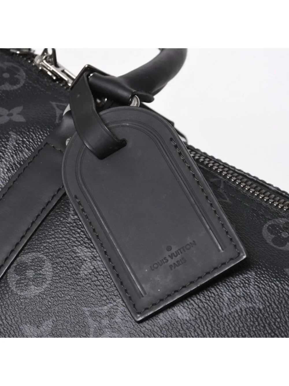 Louis Vuitton Keepall Bandouliere 45 Monogram Eclipse Canvas Black Leather